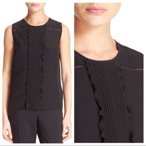 Kate Spade Black Pleated 100% Silk Top - Picture 1 of 7